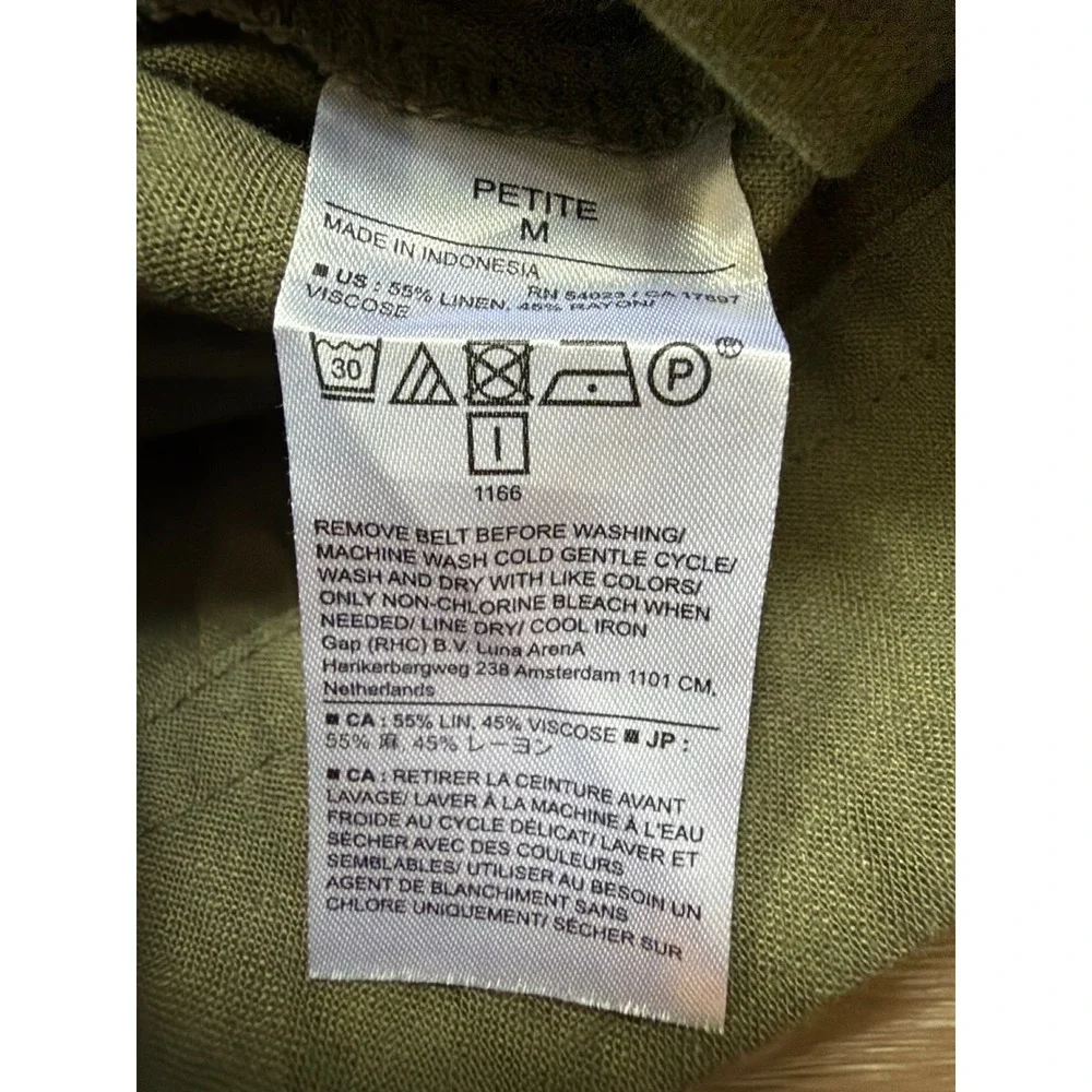Banana Republic Olive Linen Utility Romper PetiteM Military Safari Capsule Chic⁠
